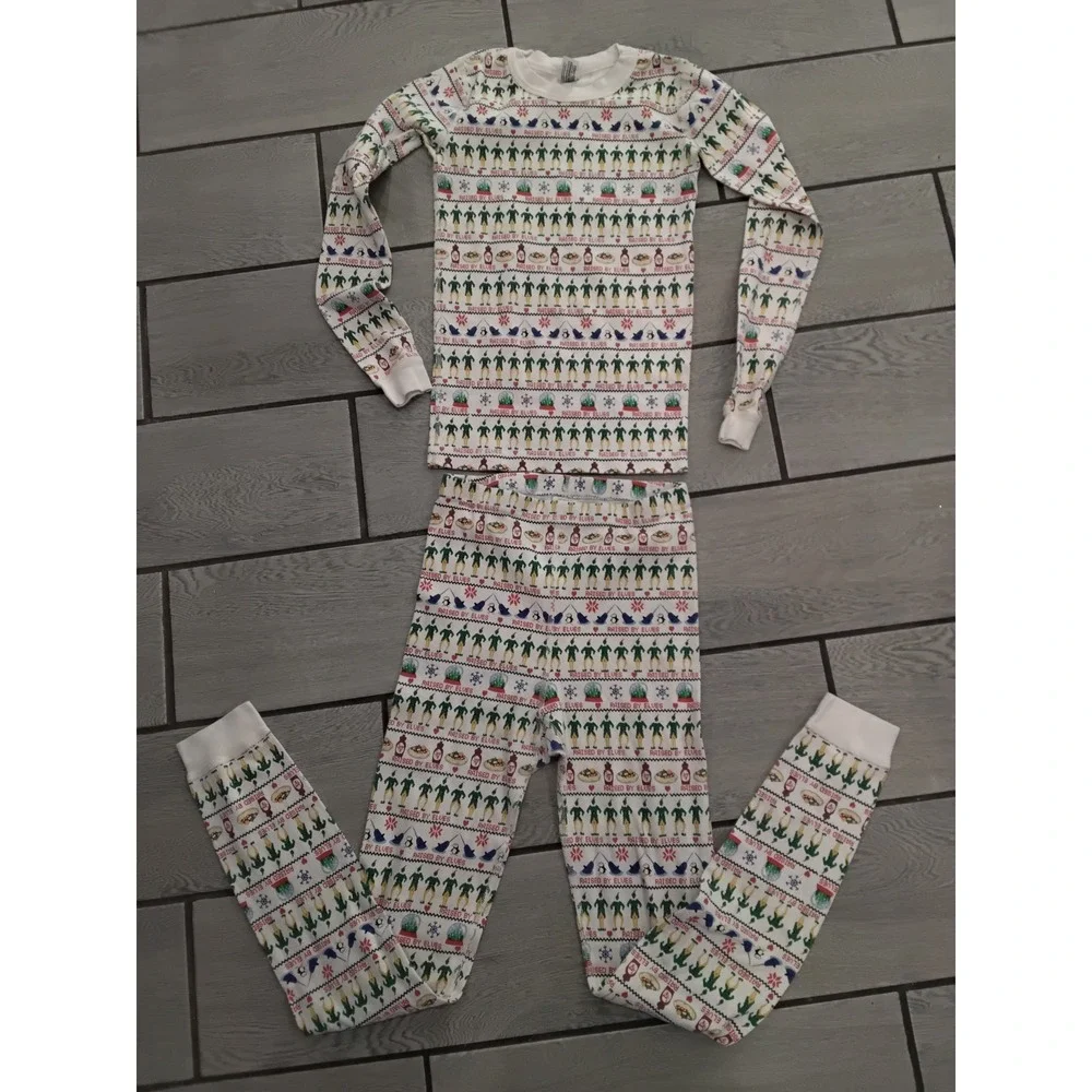 Hanna Andersson‎ Kids 14 Elf Penguin Narwhal Print Long John Pajama Set Organic